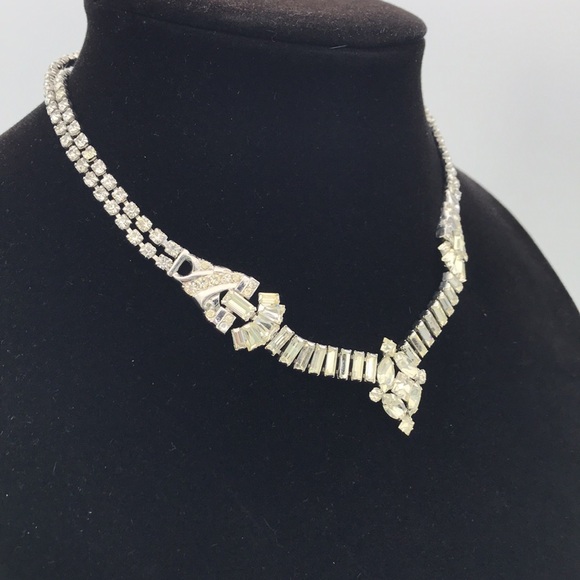 Art Deco Sterling Silver “Phyllis” Rhinestone Necklace - Picture 2 of 7